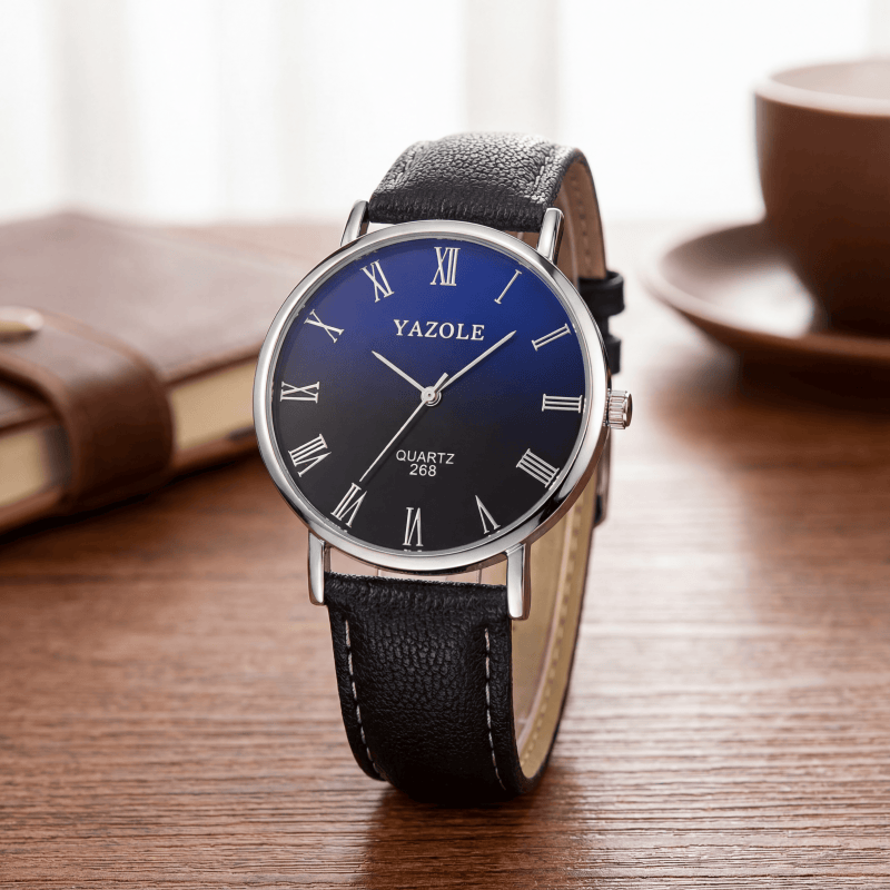 Leather Watch Band Men - YAZOLE Minimalistische Quarzuhren für Herren, ultradünnes