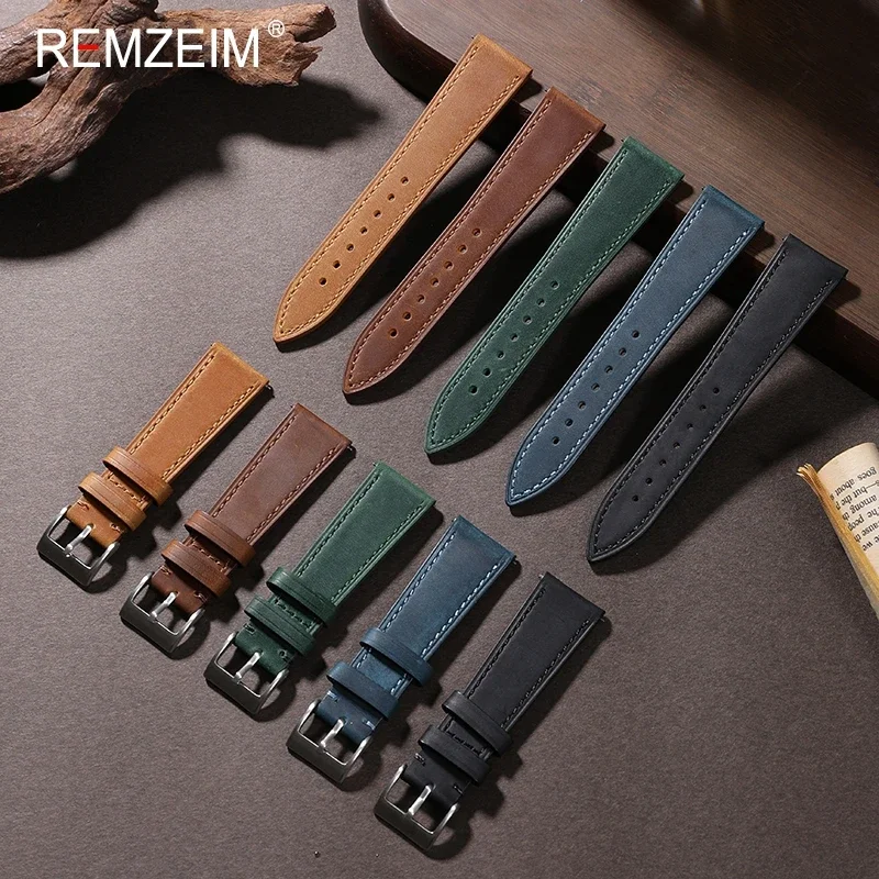 Suede Strap Watch - Verrücktes Pferd Schnell verschluss Leder armband